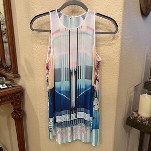 CLOVER CANYON Women Multicolor Floral High-Low Sleeveless Top Size Small